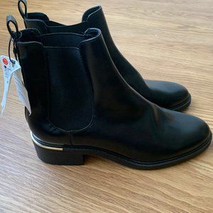 Zara black ankle boots with gold trim